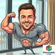 KARYKATURA HOBBY ze Zdjęcia - Wędkarz, Rowerzysta A3 + Ramka