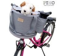 Szary stylowy koszyk na rower z gąbką do pracy codzienny na zakupy prezent