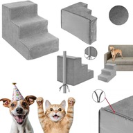 SCHODY SCHODKI DLA PSA KOTA RAMPA DO SAMOCHODU DO LOZKA 35CM STABLINE SZARE