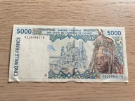 Wybrzeże Kości Słoniowej - 5000 franków - 1992