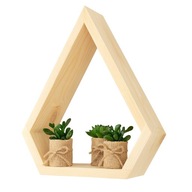 Drewniana półka ścienna „diament” wisząca, dekoracyjna