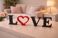 Dekoracja LOVE z sercem – nowoczesna ozdoba | czarne lub białe | Walentynki