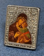 MB Z DZIECIĄTKIEM CZUŁA MIŁUJĄCA ELAUSA STARA IKONA SREBRO 950
