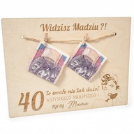 Tabliczka RAMKA NA PIENIĄDZE prezent na urodziny 30 40 50 60 70 lat WZORY