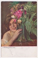 K. Żelechowski Dziewczyna kwiaty w Wazonie 1920r.