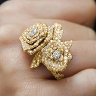 PIERŚCIONEK PIERŚCIEŃ róża walentynki VINTAGE DIAMENTY DIAMENTAMI ANIME