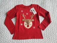 Cool Club bluzka czerwona i renifer nowa roz 128