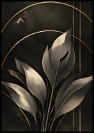 A2 PLAKAT OBRAZ DO SALONU SYPIALNI, LIŚCIE ROŚLINY BOTANICZNY CZERŃ ZŁOTO