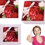 PREZENT NA DZIEŃ KOBIET WALENTYNKI FLOWER BOX MYDLANE RÓŻE W PUDEŁKU KWIATY