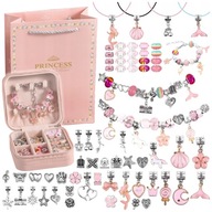 DUŻY ZESTAW DO ROBIENIA BRANSOLETEK I NASZYJNIKÓW CHARMS SZKATUŁKA KORALIKI