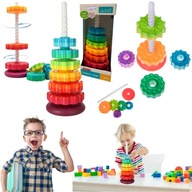 WIEZA TECZOWA UKLADANKA ZABAWKA DLA DZIECI DO ZABAWY EDUKACYJNA PIRAMIDA