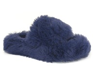Kapcie domowe damskie miękkie futrzane granatowy