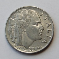 Włochy-20 centesimi 1940 Ni rzadka mennicza