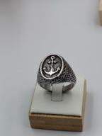 Sygnet Męski Srebrny stal 316 L Kotwica Żeglarski Marynarski Retro rozm 13