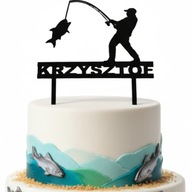 topper na tort dekoracja personalizacja wiek imie WEDKARZ!!!kolory