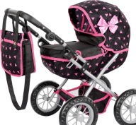 WÓZEK GŁĘBOKI DLA LALEK Z TORBĄ REGULOWANA RĄCZKA PIANKOWE KOŁA