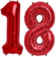 BALON FOLIOWY CYFRA 18 CZERWONA DUŻA 40 CALI IDEALNY NA URODZINY