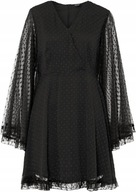 Okazja !_NOWA 229zł czarna WYSZCZUPLAJĄCA koktajlowa sukienka na halce_r.46