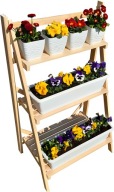 KWIATNIK STOJĄCY DREWNIANY 3 POZIOMY DRABINKA NA KWIATY OGRÓD BALKON DONICE