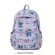 Plecak szkolny Stitch Lilo FIOLETOWY kieszonki dla dzieci