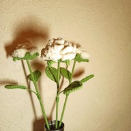 RÓŻA klasyczny kwiat na szydełku 35 cm Biała