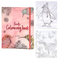 ELEGANCKA KOLOROWANKA dla Dorosłych z Gumką TWARDA OPRAWA 100 str A5 PTAKI