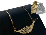 NASZYJNIK ZŁOTY LIŚĆ DUŻY AŻUROWY STAL CHIRURGICZNA