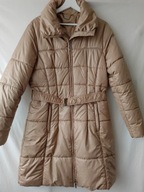 Płaszcz pikowany beżowy z paskiem - L