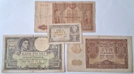 Zestaw Banknotów 500 zł 1919 2 zł 1936 100 zł 1940 1000 zł 1946 - 4 szt