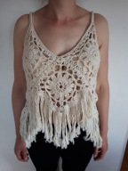 Top letni Boho- ażur,wykonany na szydełku-handmade