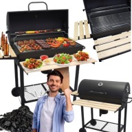 GRILL WĘGLOWY BARYŁKOWY DUŻY WÓZEK TERMOMETR PÓŁKI HECKERMANN