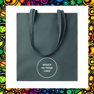 50 SZT. CIEMNOSZARYCH BAWEŁNIANYCH TOREB Z NADRUKIEM