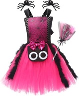 Kostium Czarownicy dla Dziewczynek z Pająkami i Miotłą