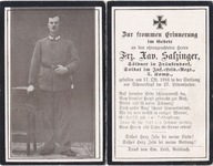 NEKROLOG ... ŻOŁNIERZ 3 KOMPANII INFANTERIE LEIB. REGIMENT