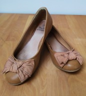 BALERINY KARMELOWE BRĄZOWE EKO SKÓRA KOKARDKA R.37