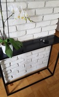 Konsola cała metalowa loft czarna półmat 90x20x80 wąska