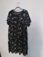 Czarna w kwiaty zwiewna sukienka tunika w kwiaty S/M