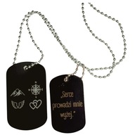 NIEŚMIERTELNIK Z GRAWEREM – czarny stalowy + łańcuszek 60 cm|PERSONALIZACJA