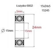 Łożysko do piast 15245 2RS, 24x15x5, bearing 6802