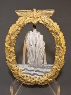 Odznaka Wojenna Trałowców – Kriegsmarine – Cynk – Bardzo Ładne Złocenie