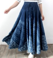 BOHO ETNO FOLKOWA HAFTOWANA SPÓDNICA jeansowa jean