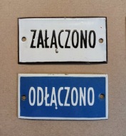 Para tabliczka szyld Odłączono - załączono, oryginał PRL emalia (2)