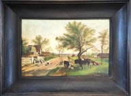 Michał NEGRUSZ Obraz Sielska zagroda 1923 r.