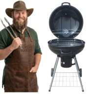 GRILL WĘGLOWY OGRODOWY LANDGRAF 55 x 55 cm OKRĄGŁY MOBILNY KÓŁKA TERMOMETR