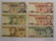 50, 100, 200, 500, 1000 zł 1982 do 1988 r. 6 sztuk