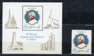 Fi Blok 133** + znaczek 2953** Wizyta Jana Pawła II w Polsce 1987
