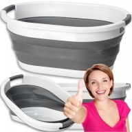 KOSZ SKŁADANA MISKA NA PRANIE DUŻA 21L BIAŁO-SZARA SILIKONOWA UNIWERSALNA