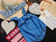 Primark - śliczne body ala jeans , falbanka haft r 62