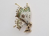 BROSZKA VINTAGE ANIOŁ RETRO MOTYL EMALIA