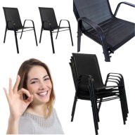 KRZESŁO OGRODOWE BALKONOWE NA TARAS METALOWE CZARNE WODOODPORNE 4szt